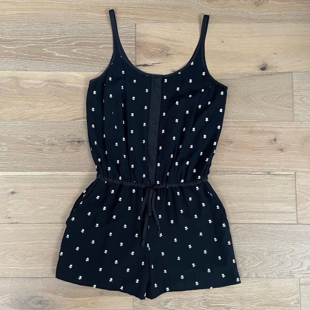 Embroidered Black and White Romper